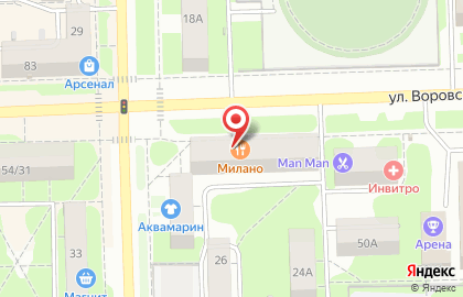 Пиццерия и суши-бар Милано на улице Воровского на карте