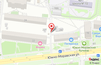 Киоск по ремонту обуви, Советский район на Южно-Моравской улице на карте