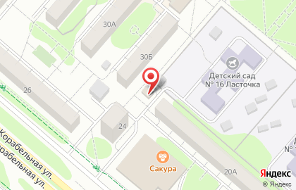 Магазин 1-й Доступный на Корабельной улице, 24б в Нижнекамске на карте