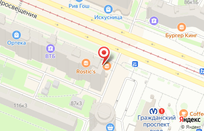 Киоск по продаже фруктов и овощей, Калининский район на улице Просвещения на карте