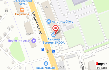 Дилерский центр SKODA Автомир Богемия на Казанском шоссе на карте