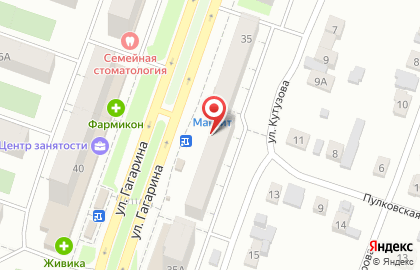 Вечерний Челябинск на улице Гагарина на карте