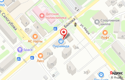 Магазин Пирамида на улице Быкова на карте