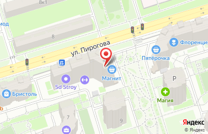 Супермаркет Магнит у дома на улице Пирогова на карте