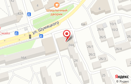 Удобный магазин Титан на улице Шумяцкого на карте