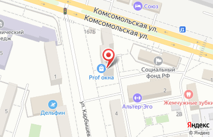 Компания PROF окна на Комсомольской улице на карте