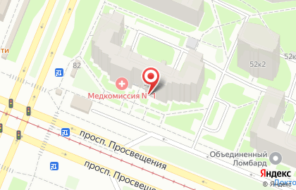 Медицинский центр Медкомиссия №1 на проспекте Просвещения на карте