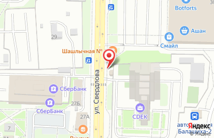 Сеть булочных Каравай СВ на улице Свердлова в Балашихе на карте
