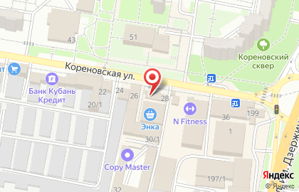 Магазин продуктов Эдем на Кореновской на карте