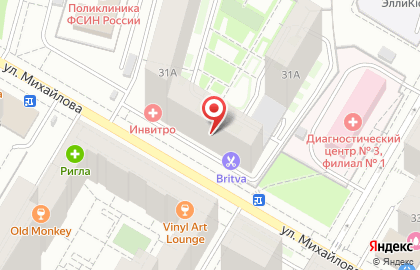 Барбершоп БРИТВА на улице Михайлова на карте