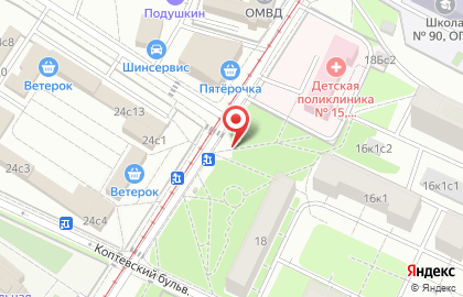 Киоск фастфудной продукции, район Коптево на Коптевском бульваре на карте