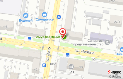 Аптека Амурфармация на улице Ленина на карте