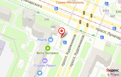 Продовольственный магазин на проспекте Луначарского на карте