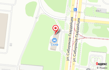 Шиномонтажная мастерская на площади Сибиряков-Гвардейцев на карте