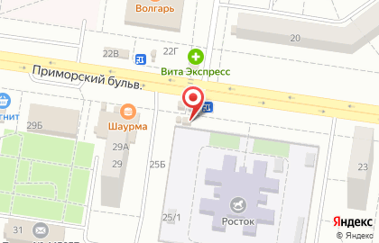 Киоск по продаже хлебобулочных изделий на Приморском бульваре на карте