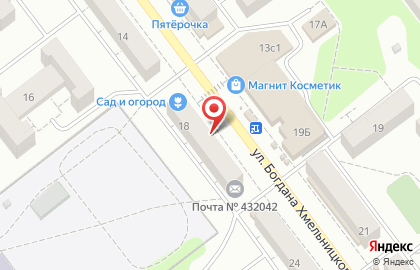 Магазин тканей и швейной фурнитуры Текстиль в Ульяновске на карте