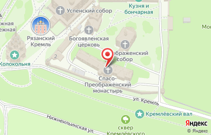 Спасо-Преображенский мужской монастырь в Рязани на карте