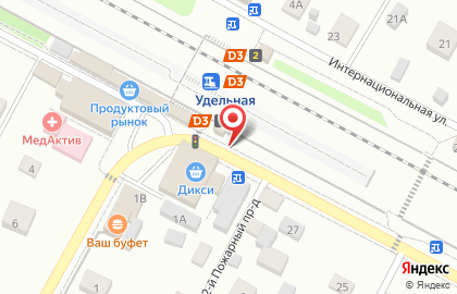 Удельная, железнодорожная станция на Южной улице на карте