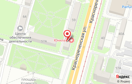 Клинико-диагностическая лаборатория Юнилаб на Краснореченской улице на карте