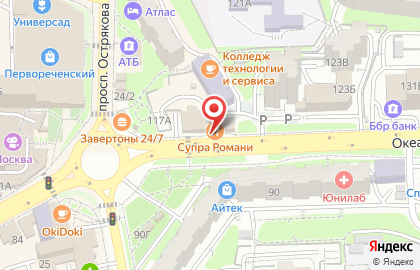 Салон Цветочный дворик в Первореченском районе на карте