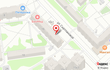 Магазин товаров смешанного типа на ул. Сыртлановой, 16 на карте