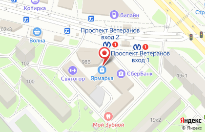 Магазин белорусской косметики Белрай на проспекте Ветеранов на карте