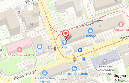 Магазин обуви и аксессуаров kari в Октябрьском районе на карте