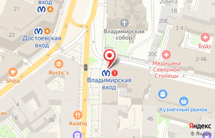 Банкомат СберБанк на метро Владимирская на карте