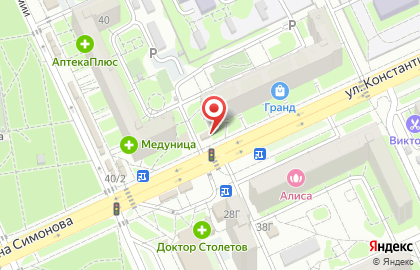 Кафе быстрого питания Рустерс на улице Константина Симонова на карте
