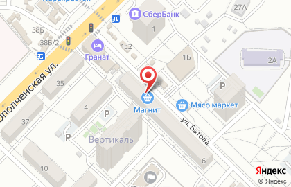 Супермаркет Магнит у дома в Тракторозаводском районе на карте