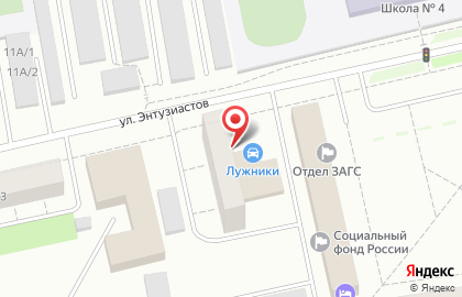 Магазин автотоваров Лужники на улице Энтузиастов на карте
