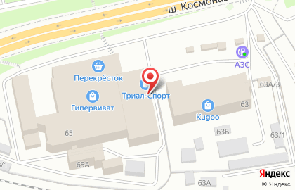 Специализированный спортивный магазин Триал-Спорт на шоссе Космонавтов на карте
