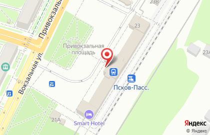 Железнодорожный вокзал, г. Псков на карте