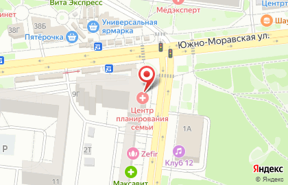 Киоск по продаже цветов, Советский район на Южно-Моравской улице на карте
