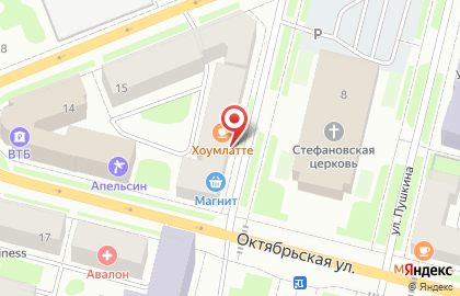 Магазин Чайкофф на Октябрьской улице на карте