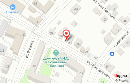 Магазин Мир упаковки на улице Льва Толстого на карте