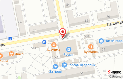 Киоск по продаже молочных продуктов на улице Ленинградской на карте
