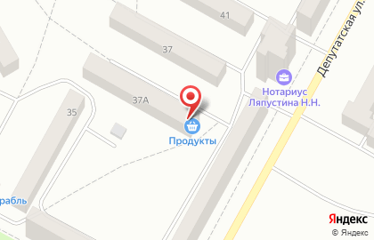 Продовольственный магазин на Депутатской улице на карте