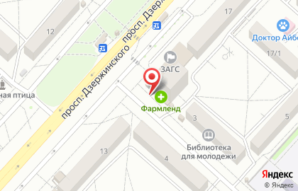 Продовольственный магазин Сапфир на проспекте Дзержинского на карте