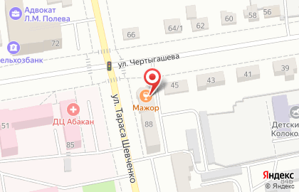 Караоке-бар Мажор на улице Тараса Шевченко на карте