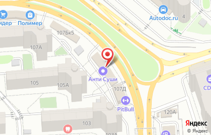 Служба доставки АнтиСуши Воронеж в Коминтерновском районе на карте