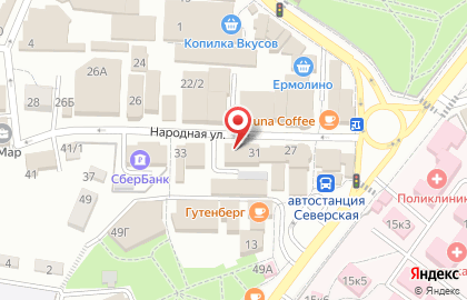 Продуктовый магазин на Народной улице на карте