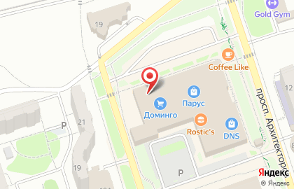 Магазин бытовой техники и электроники Эльдорадо на улице Архитекторов на карте