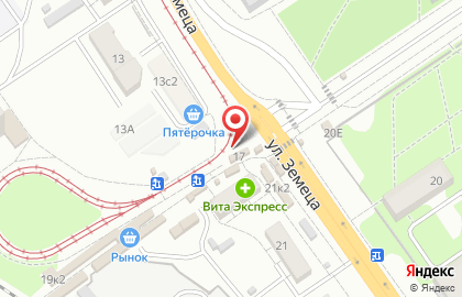 Киоск по продаже колбасных изделий на улице Земеца на карте