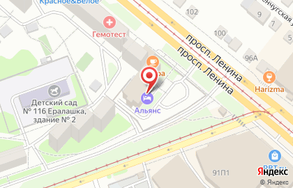 Гостиница Альянс на проспекте Ленина на карте