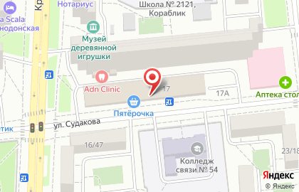 Супермаркет Пятёрочка на улице Судакова на карте