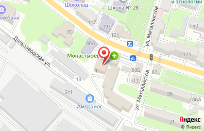 Стриптиз-бар Естествознание на Дальзаводской улице на карте