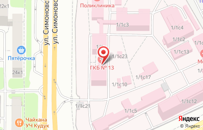 Городская клиническая больница №13 на Велозаводской улице на карте