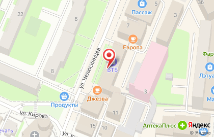 Банк ВТБ на улице Челюскинцев на карте