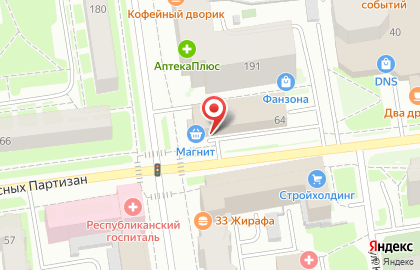 Супермаркет Магнит на улице Красных Партизан на карте